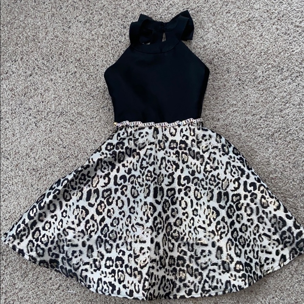 Black & Cheetah Print Homecoming Dress